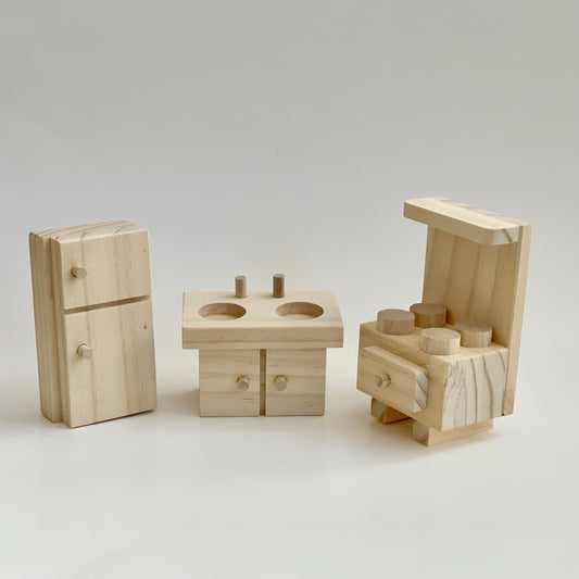 qtoys natural wooden dollhouse kitchen furniture