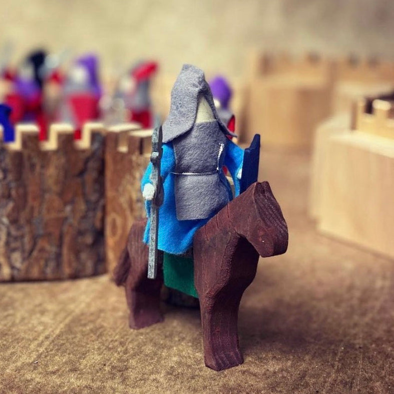 Magic Wood Wooden toy knight figure on horseback