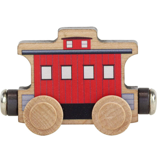 Maple Landmark magnetic wooden toy train car classic red caboose