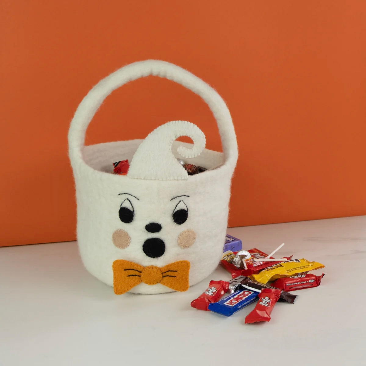 handmade fet ghost halloween trick or treat basket