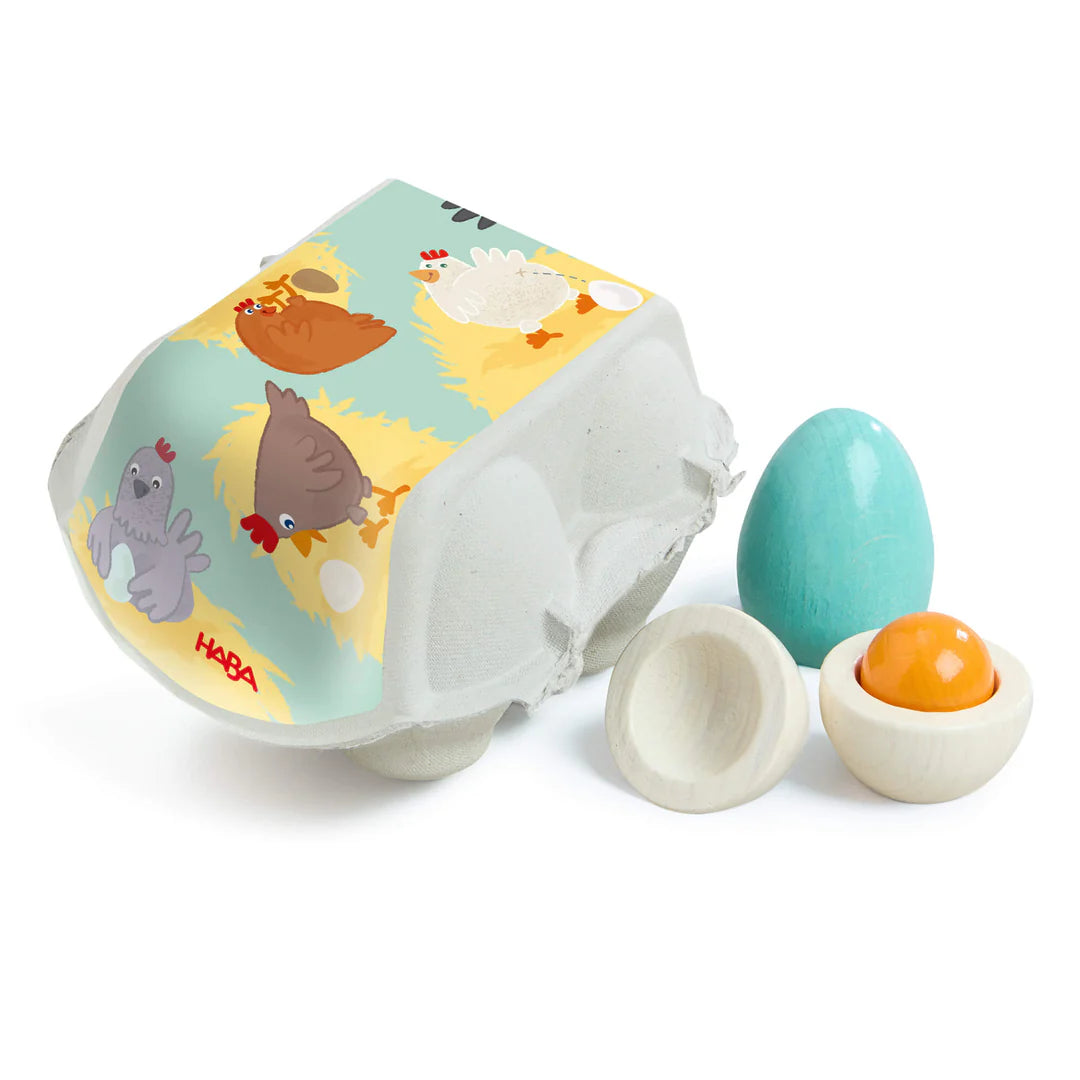 Haba Wooden Heirloom Eggs with Removable Yolk Play Food