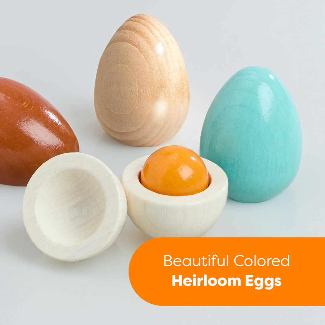 Haba Wooden Heirloom Eggs with Removable Yolk Play Food