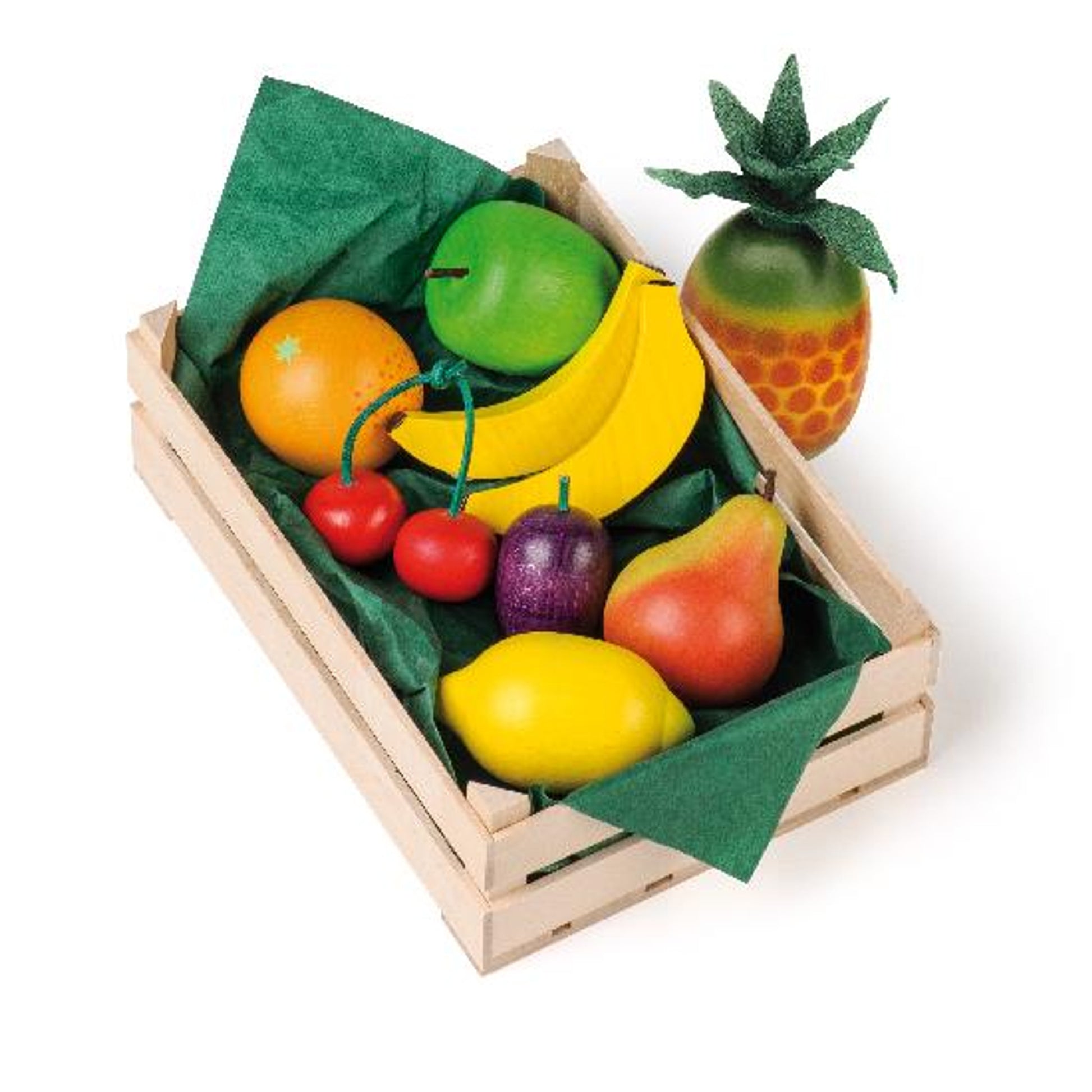 Erzi wooden fruit in crate large set