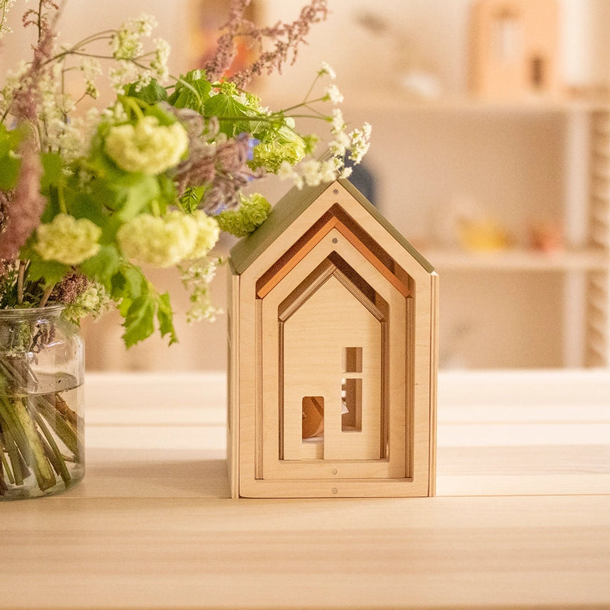 Babai set of 3 nesting wooden magnetic dollhouses