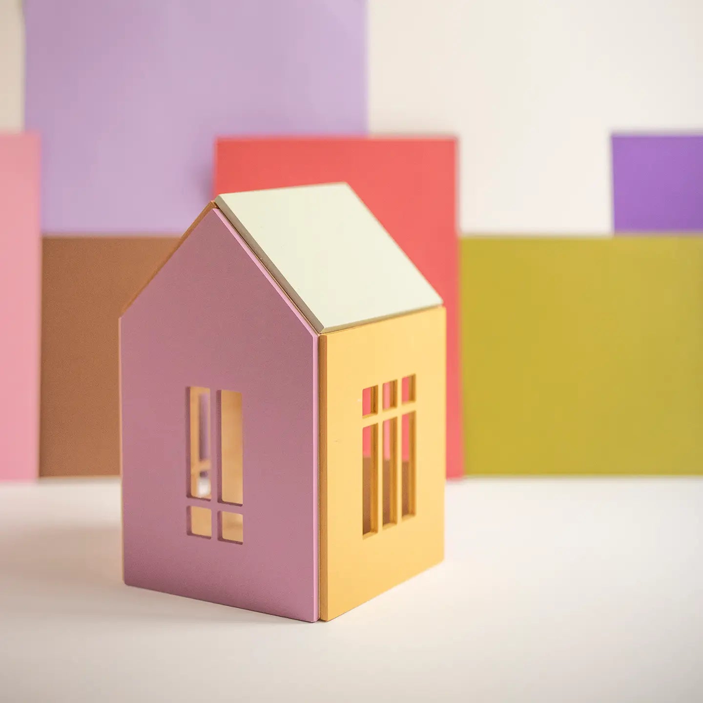 babai magnetic wooden dollhouse large in lollipop colors