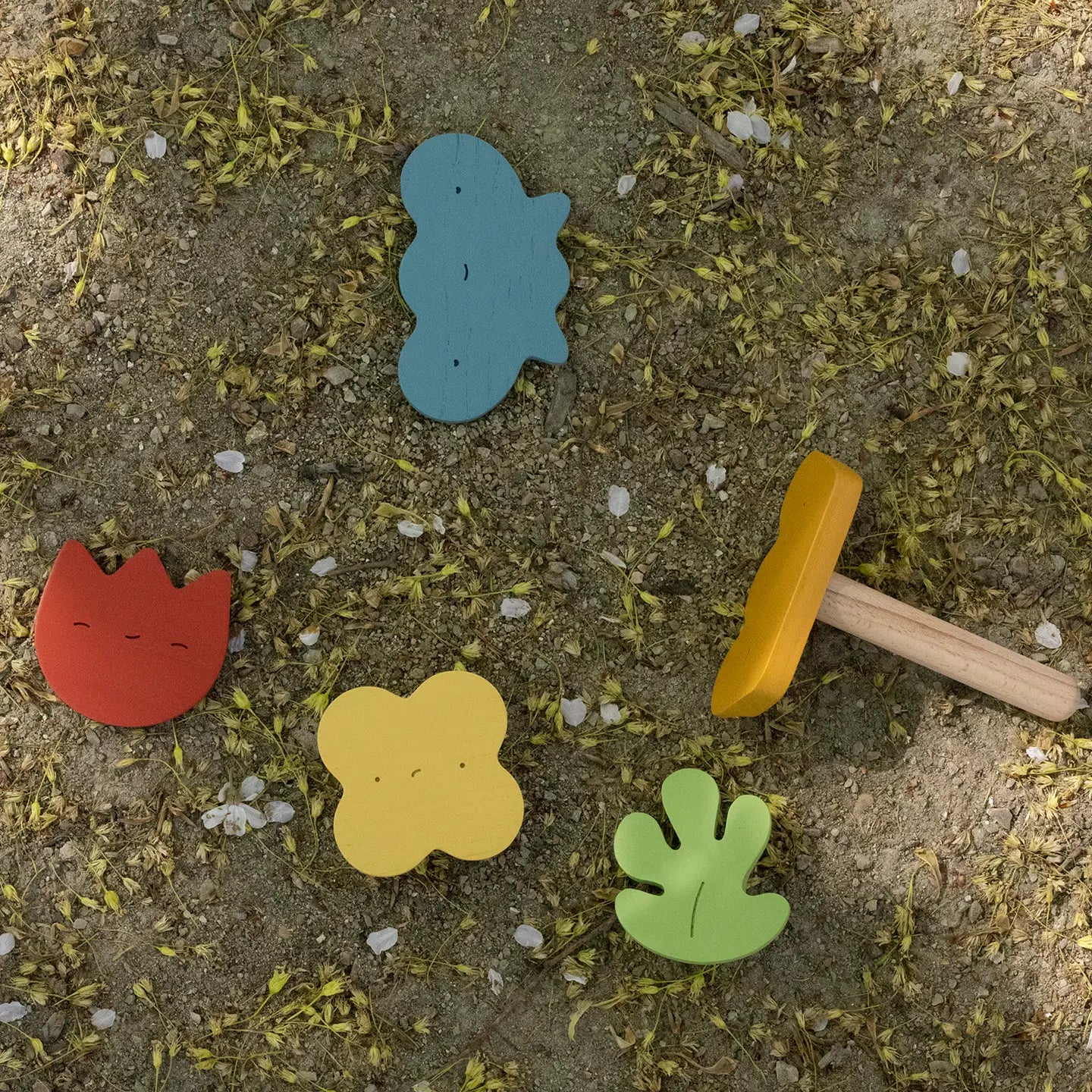 babai wooden sand toys play set flowers and rake