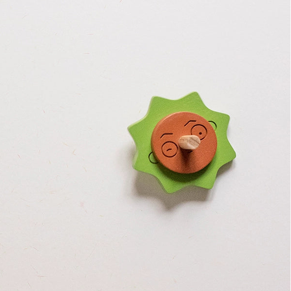 babai wooden toys elements green spinning top stormy