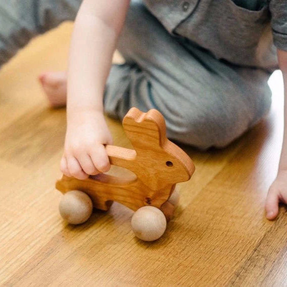 bannor heirloom wooden rolling bunny rabbit baby and toddler toy