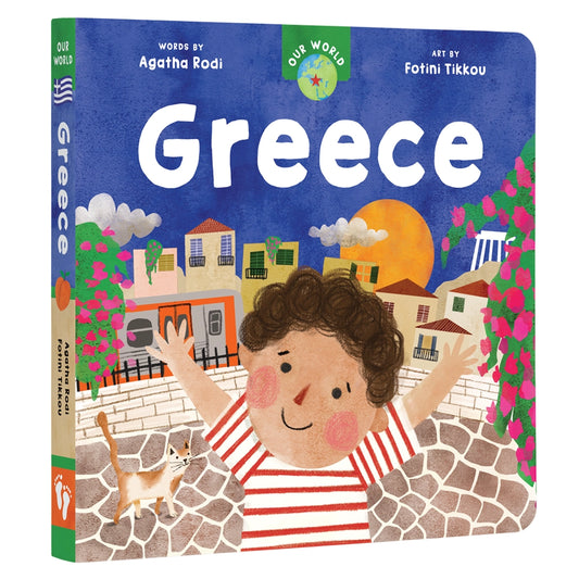 Barefoot Books Our World Greece Boar Book with a little Greek boy on the cover