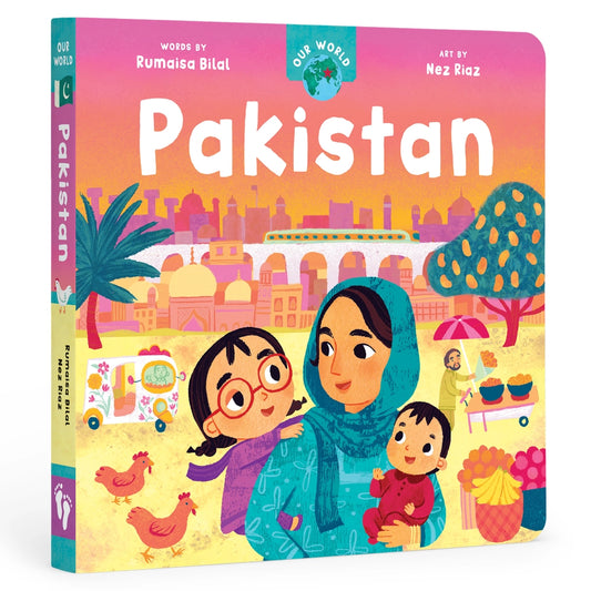 Our World Pakistan children's Board Book with a Pakistani family on the cover