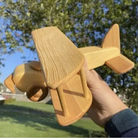 debresk natural wooden toy airplane