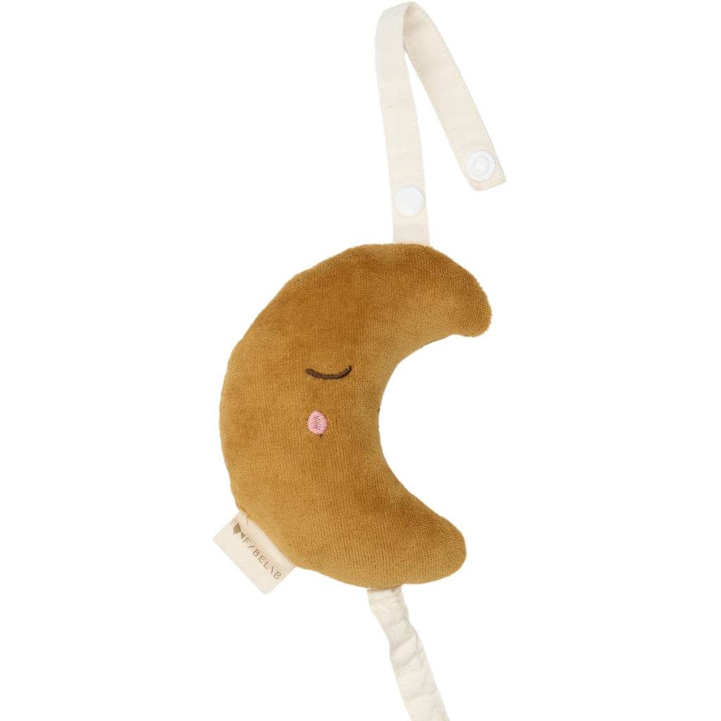 Organic Plush toy crescent moon with musical mobile for babies