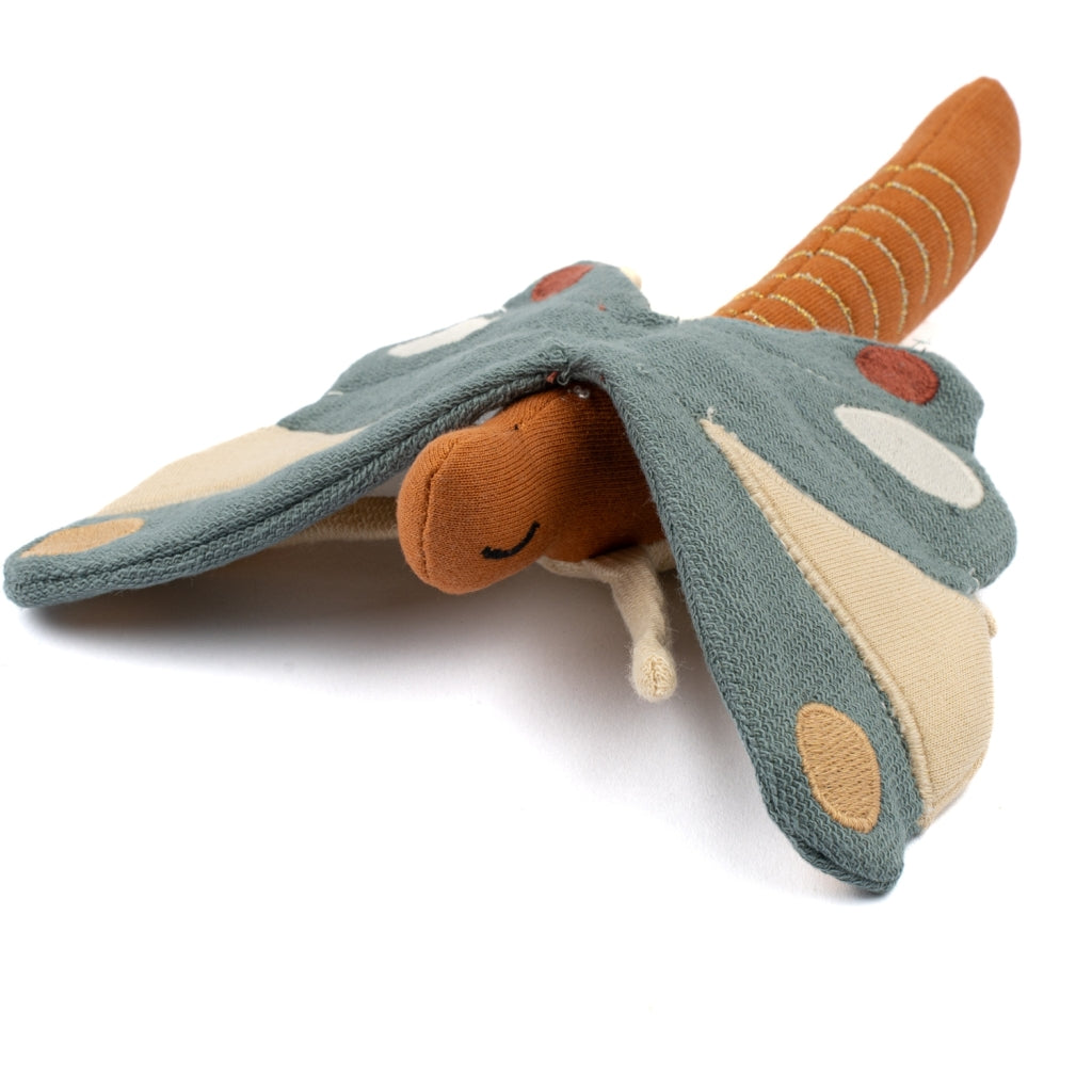 Fabelab Organic Plush toy butterfly baby rattle  with blue crinkle wings 