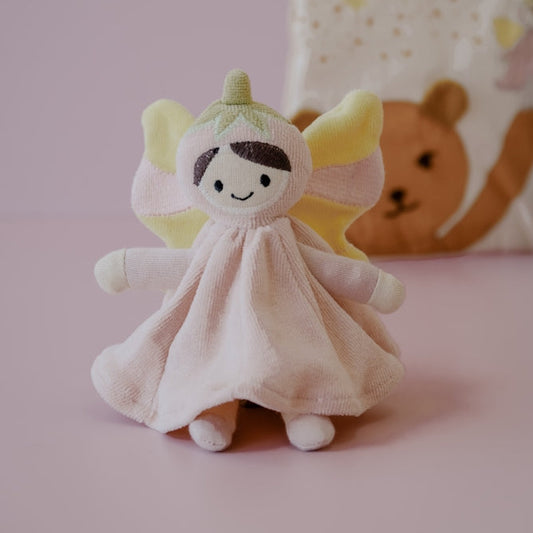 Fabelab Organic Small world pocket flower fairy doll in pink and yellow
