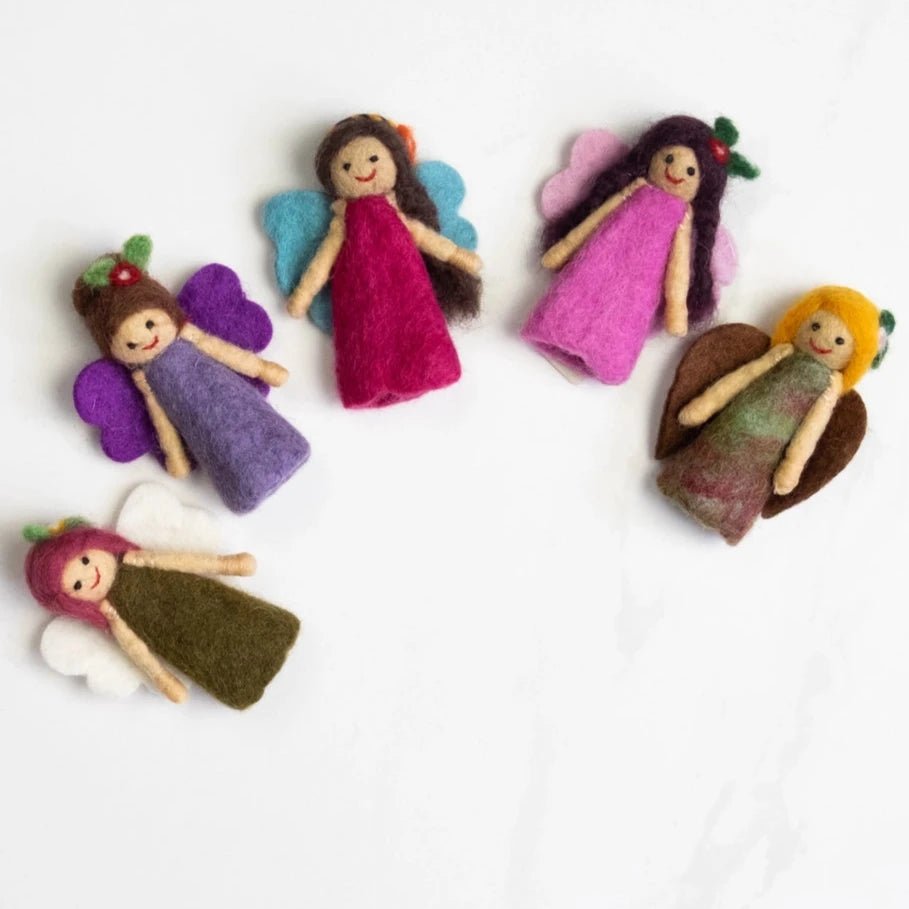 hand felted fairy finger puppet toys