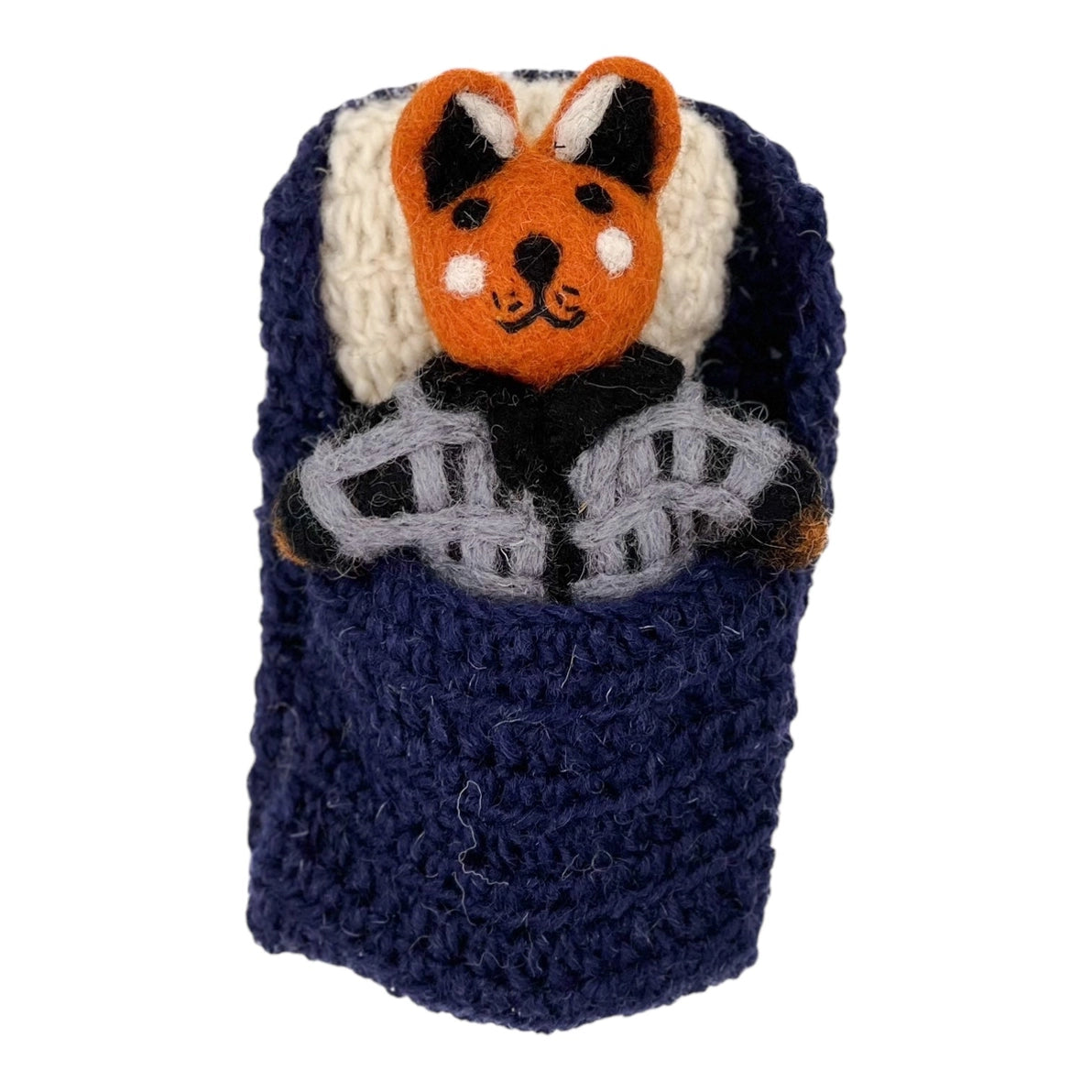 Handmade felt fox doll in a sleeping