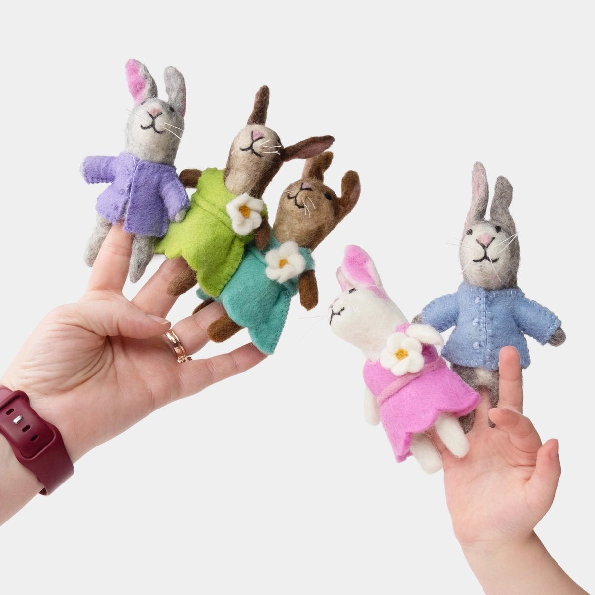 Handmade Felted Bunny Finger Puppet