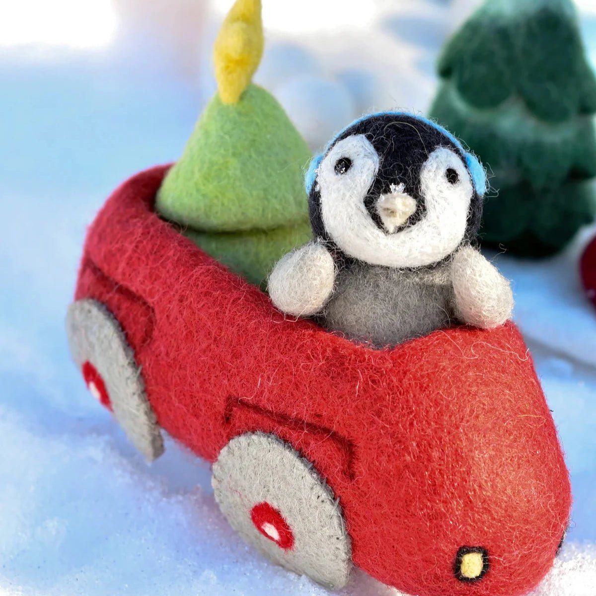 tara treasures felt penguin, christmas tree and toy car