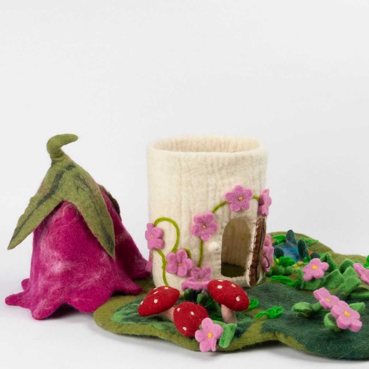 felt flower fairy house