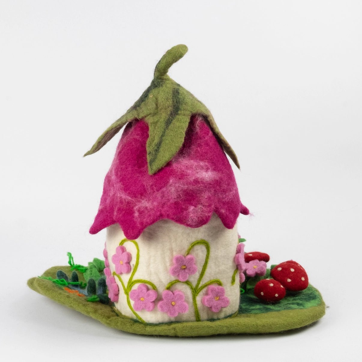 winding road felt pink fairy house back