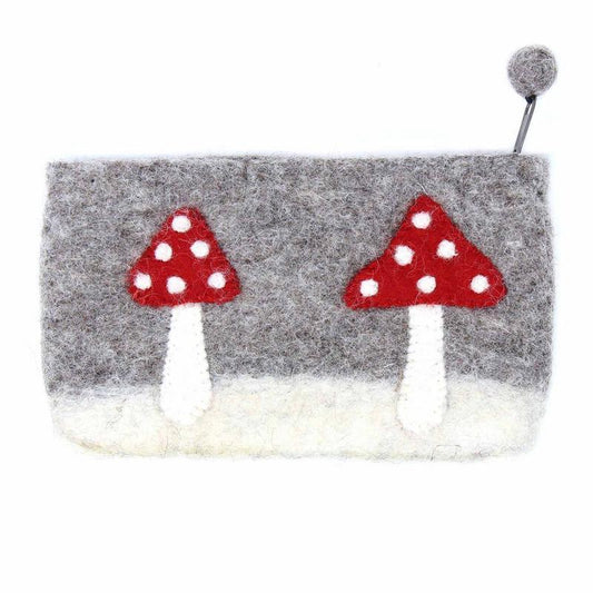 Hand-felted Mushroom Pouch