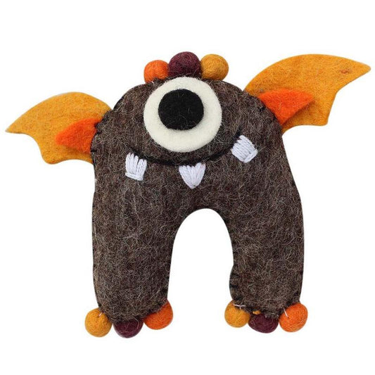 Monster tooth fairy pillow plush toy with orange wings