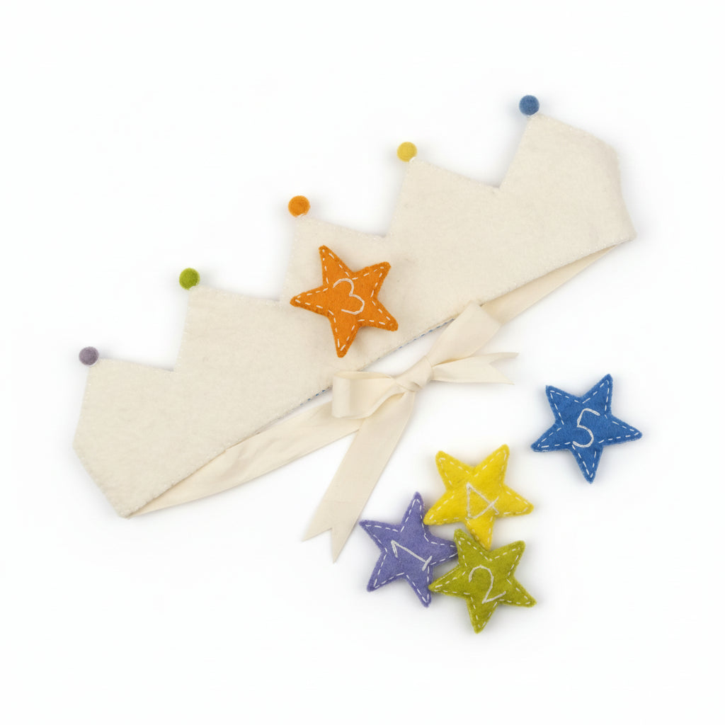 Child's Birthday crown with colorful star-shaped numbers