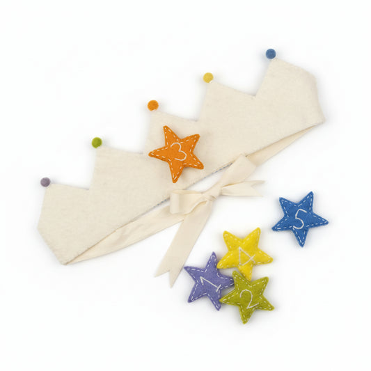 Child's Birthday crown with colorful star-shaped numbers