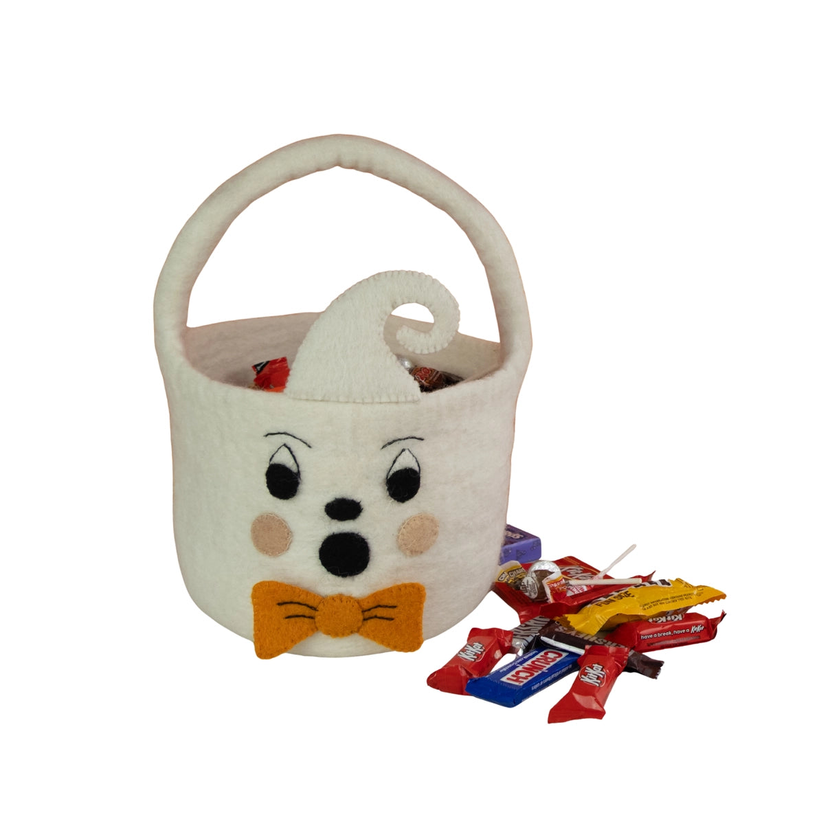 handmade felt ghost halloween trick or treat basket