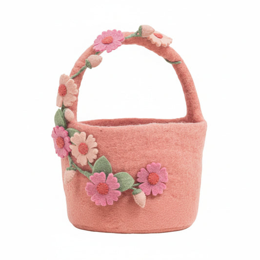 pink felt flower easter basket
