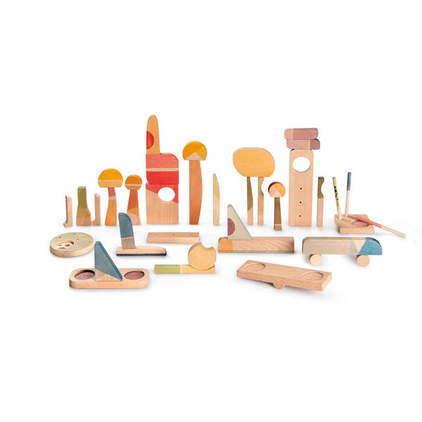 grapat happy place wooden loose parts city builiding set