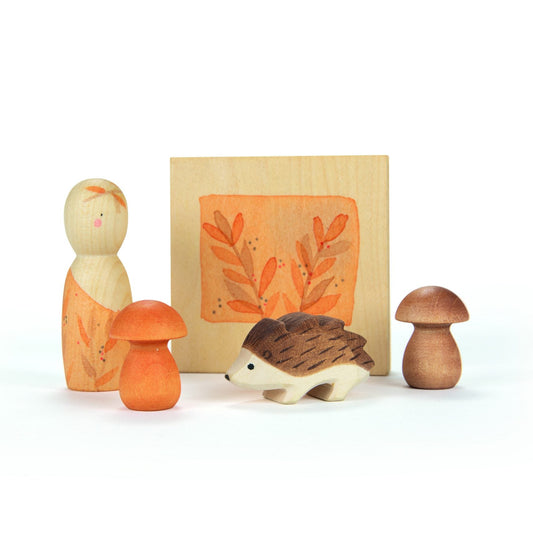 grapat and ostheimer hello autumn wooden toys and nin set with hedgehog