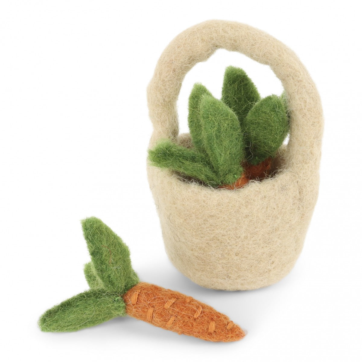 gry & sif felt miniature basket of carrots toy