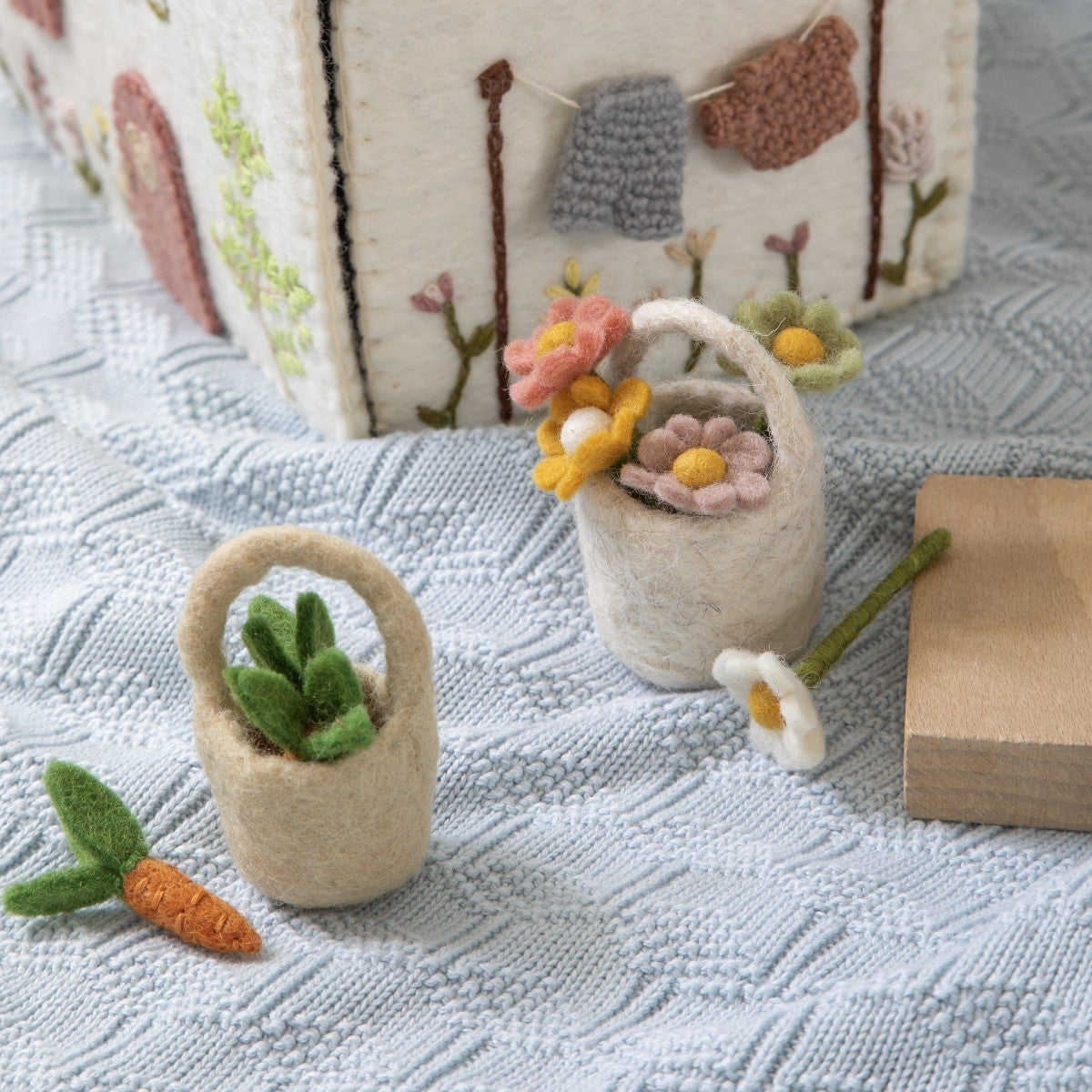 gry & sif felt miniature carrots, flowers and dollhouse toys