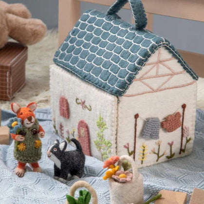 fair trade felt dollhouse with toy animals