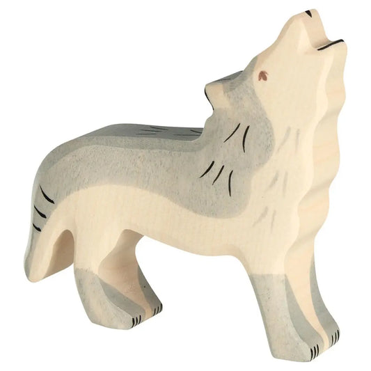 Holztiger hand-carved wooden toy Howling Wolf figure