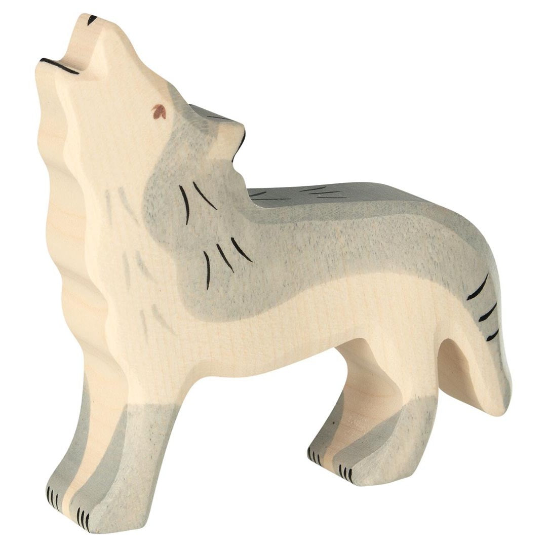 Holztiger wooden Howling Gray Wolf toy figure