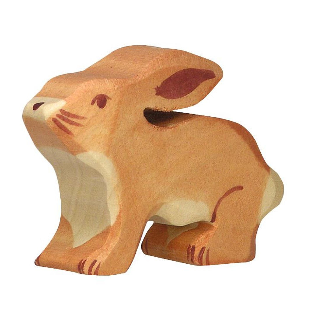 Holztiger wooden brown bunny rabbit hand-carved toy figure