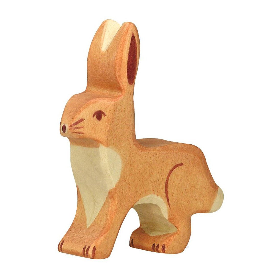 Holztiger wooden hand-carved standing rabbit toy figure