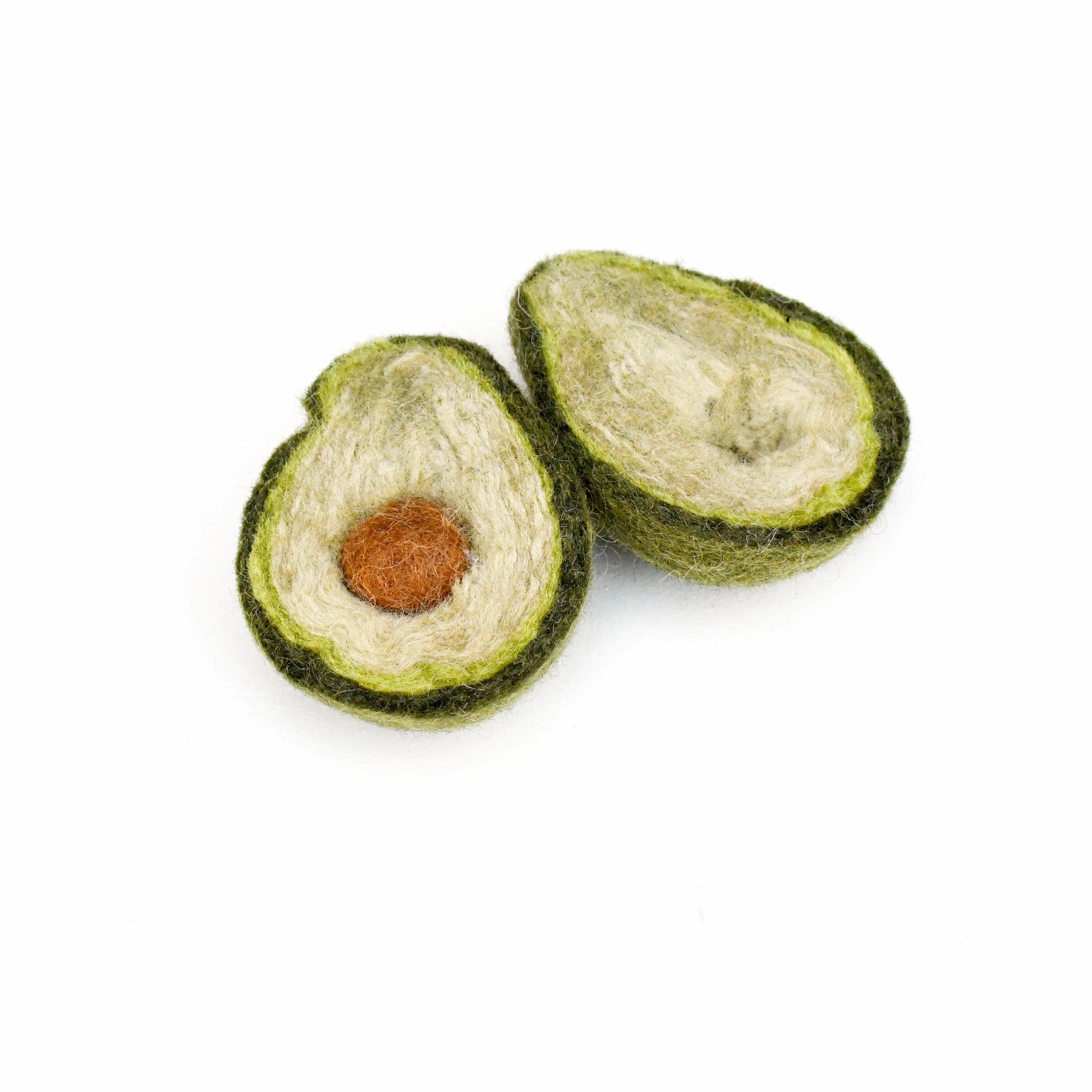 eco-friendly felted play food avocado