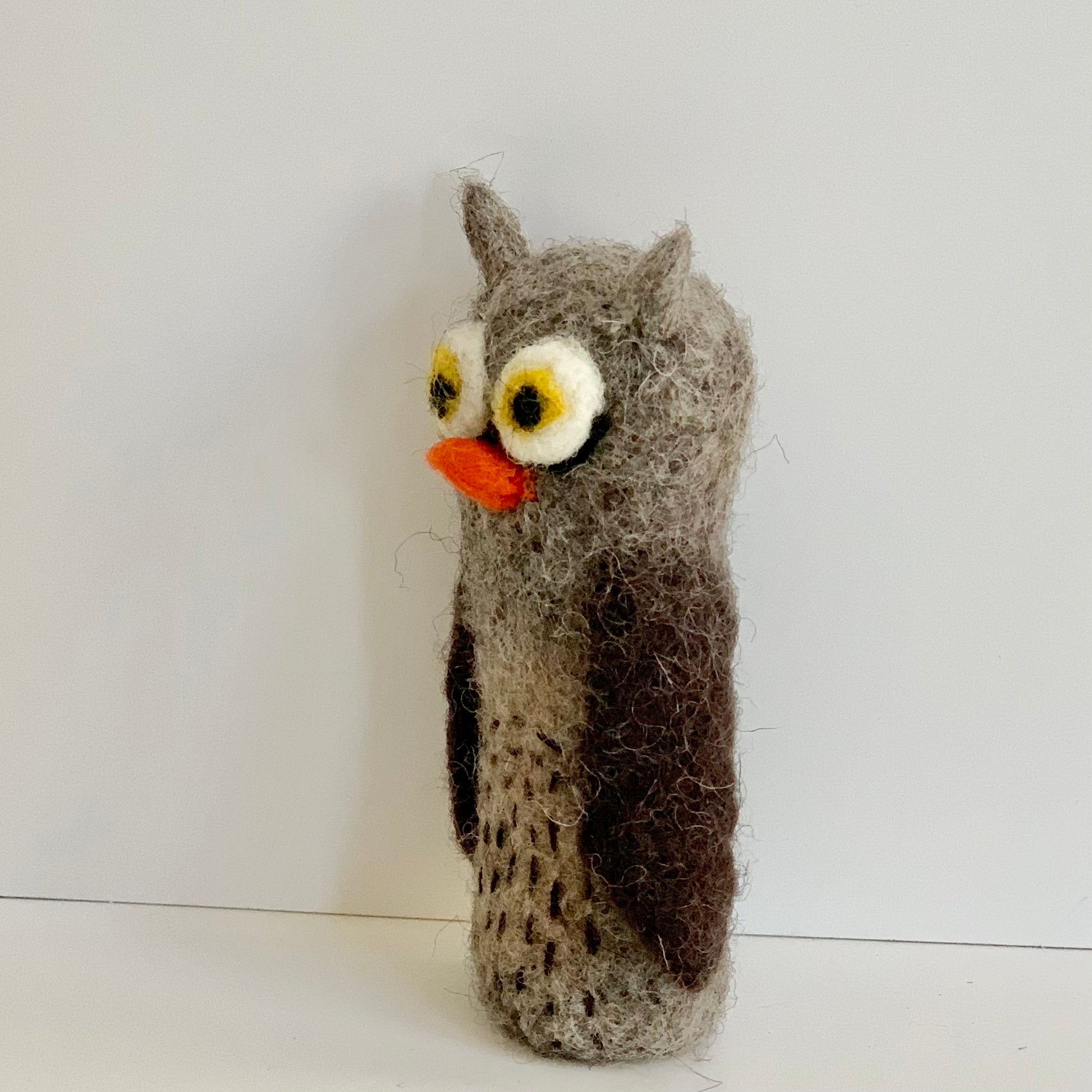 handmade forest friends owl finger puppet