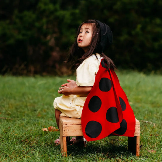 girl in Jack Be Nimble ladybug costume made in USA