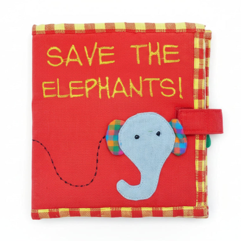 Handmade cloth Save the Elephants educational baby book