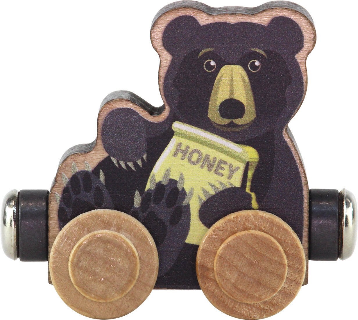 Maple Landmark wooden toy bear with honey jar train car