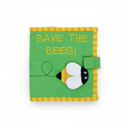 Save the Bees cotton fabric book for babies and toddlers