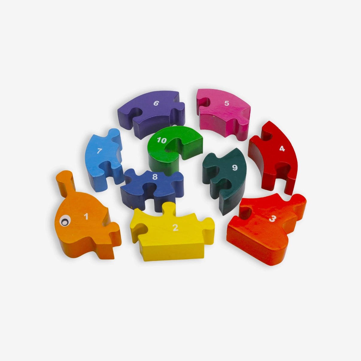 wooden rainbow snail puzzle numbered pieces