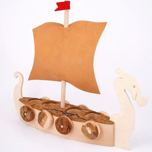 magic wood natural viking boat waldorf toy