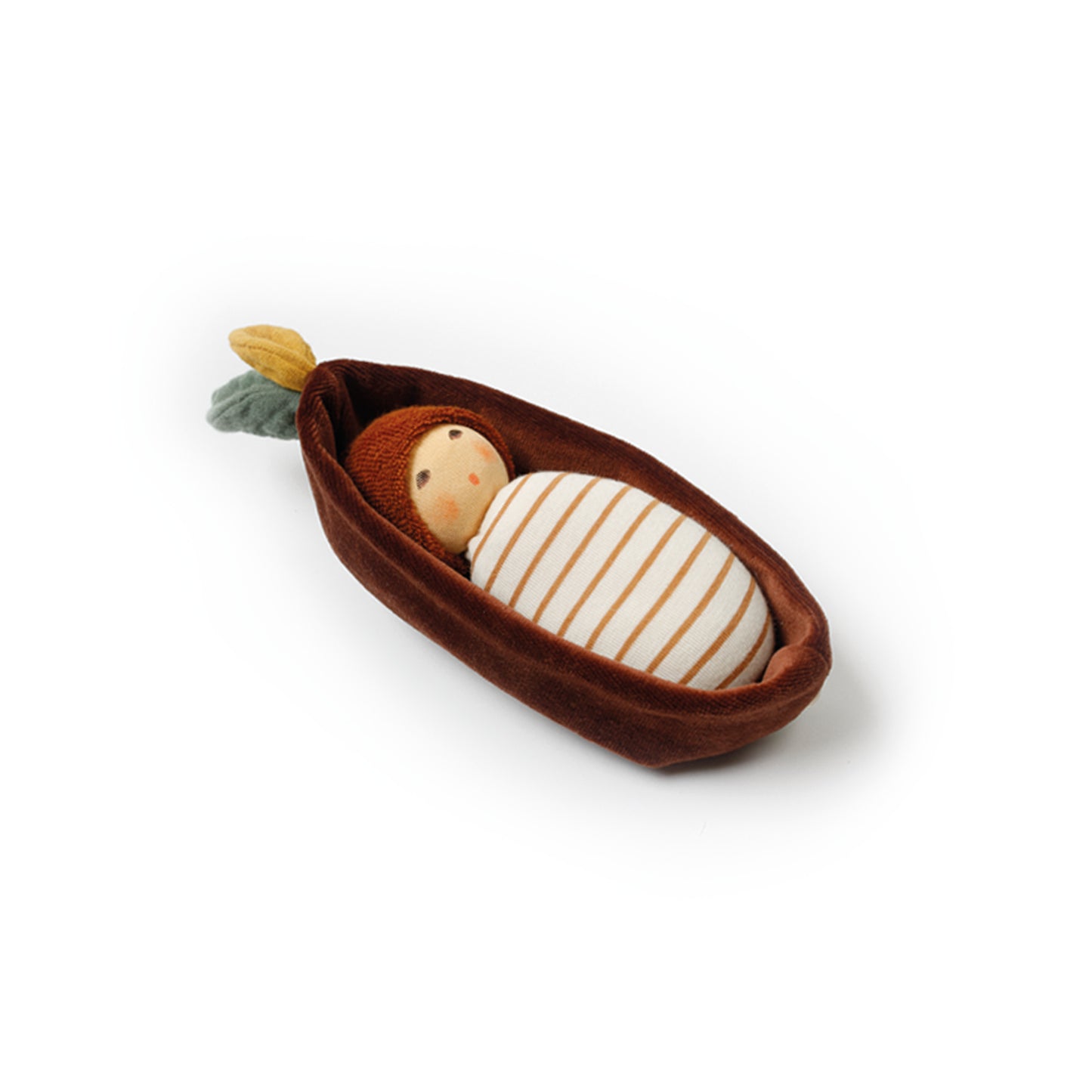 Nanchen Oak Baby Rattle in Bark Bed - Stripes