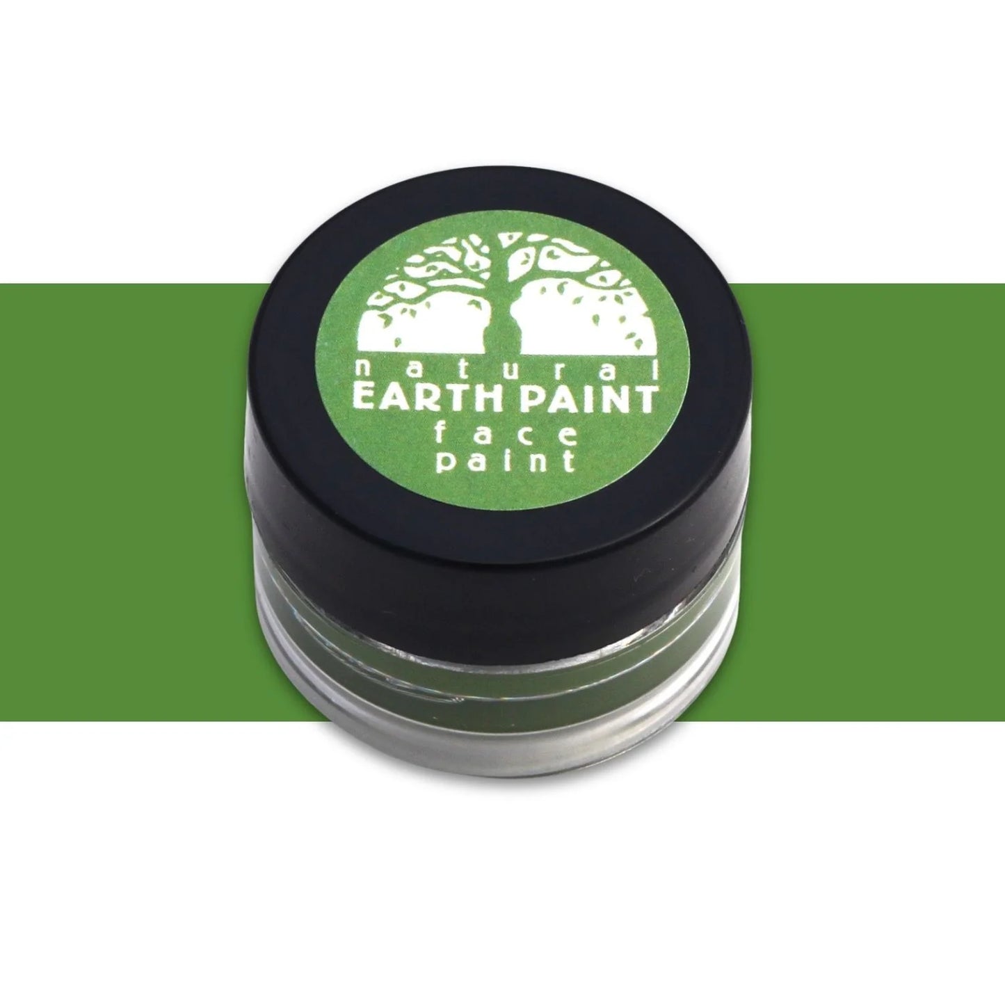 Jar of green natural earth face paint