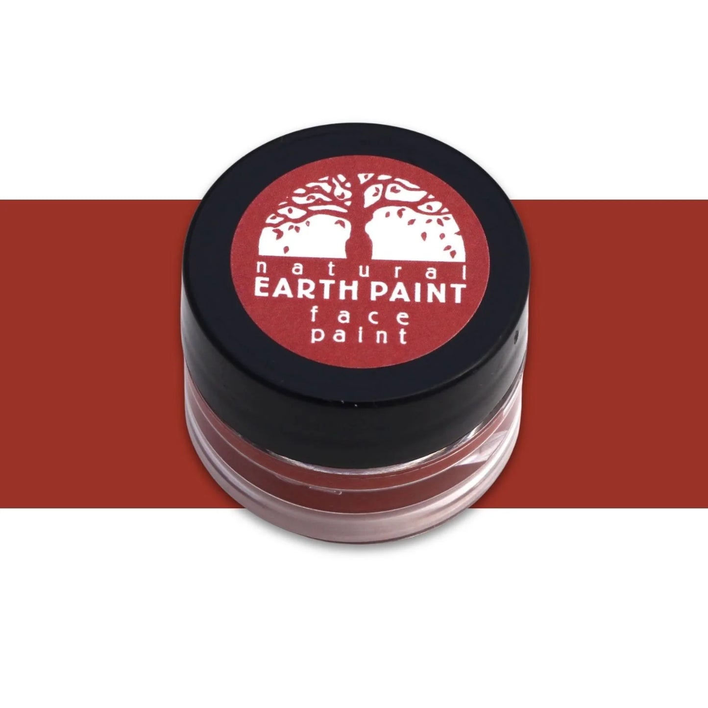 Jar of red natural earth face paint